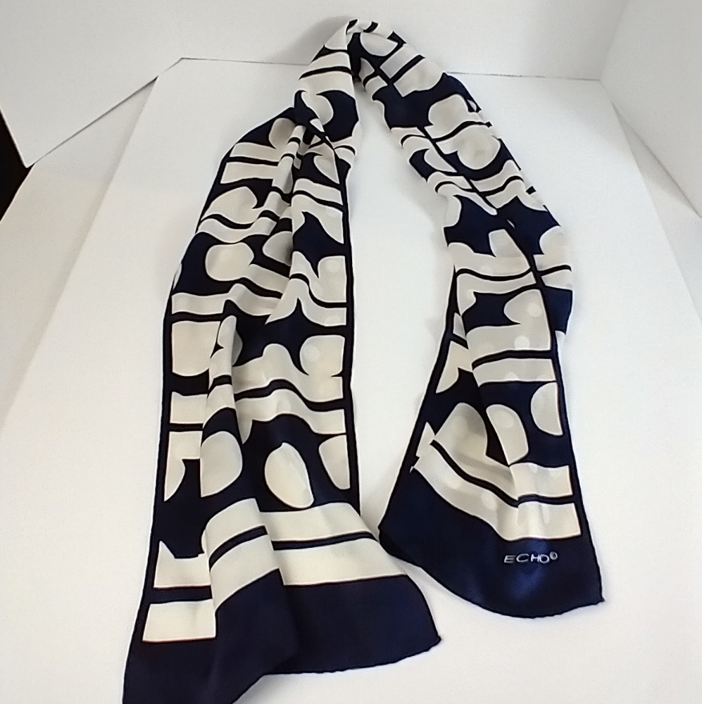 Echo long silk vintage long handmade navy scarve